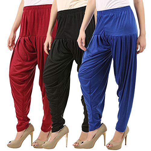 Image of Buy That Trendz Patiala for Women Pack of 3 Viscose Dhoti Patiyala Salwar Harem Bottoms Pants for Womens