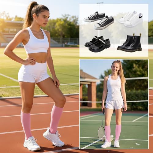 Image of American Trends Womens Athletic Knee High Socks Outdoor Sport Thigh High Stockings Casual Stripes Tube Socks