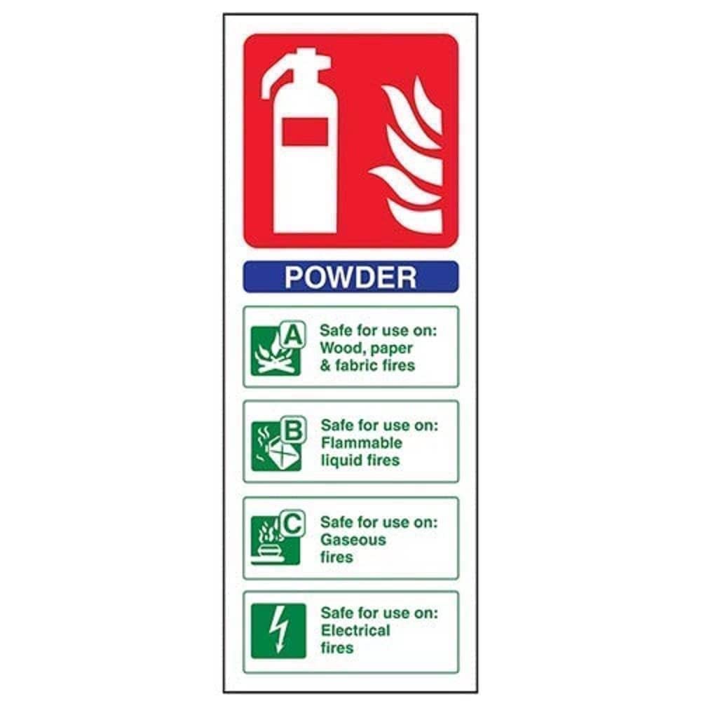 V Safety Powder Id Fire Extinguisher Sign - Portrait - 100mm x 280mm - 2mm Rigid Plastic