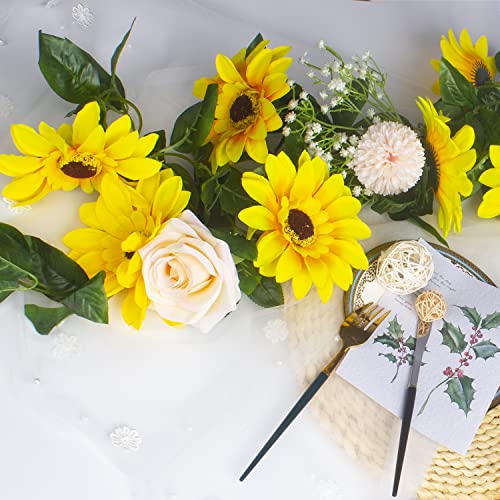 4Pcs Artificial Sunflower Garland Decor Sunflower Vine Hanging Flowers Garland Home Wedding Party Decoration #TOP4