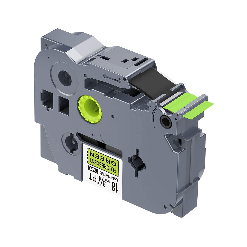 1PK Black on Green Fluorescent Laminated Label Tape Compatible for Brother P-Touch TZe-D41 TZ D41 Tze D41(18mm x 8m)