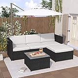 【Eine Erweiterung Ihres Wohnraums】 Ausgestattet mit einem Loungesofa, einem Hocker und einem Couchtisch mit Arbeitsplatten aus gehärtetem Glas sind diese Terrassenmöbel eine gute Wahl für Sie und Ihre Familie, um Ihre Freizeit zu verbringen und die Sonne sowie Getränke und Snacks im Freien zu genießen, aber ohne lange Fahrt zum Hügel oder Strand.