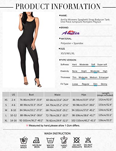 Amilia Womens Spaghetti Strap Bodycon Tank One Piece Jumpsuits Rompers Playsuit Black #TOP5