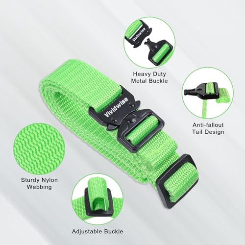 Utility Straps with Metal Quick Release Buckle, Adjustable Nylon Belt Backpack Accessories Sleeping Bag Strap for Hiking, Travel, Outdoor Sports (Green-Metal Buckle, 1" W-48 L)3