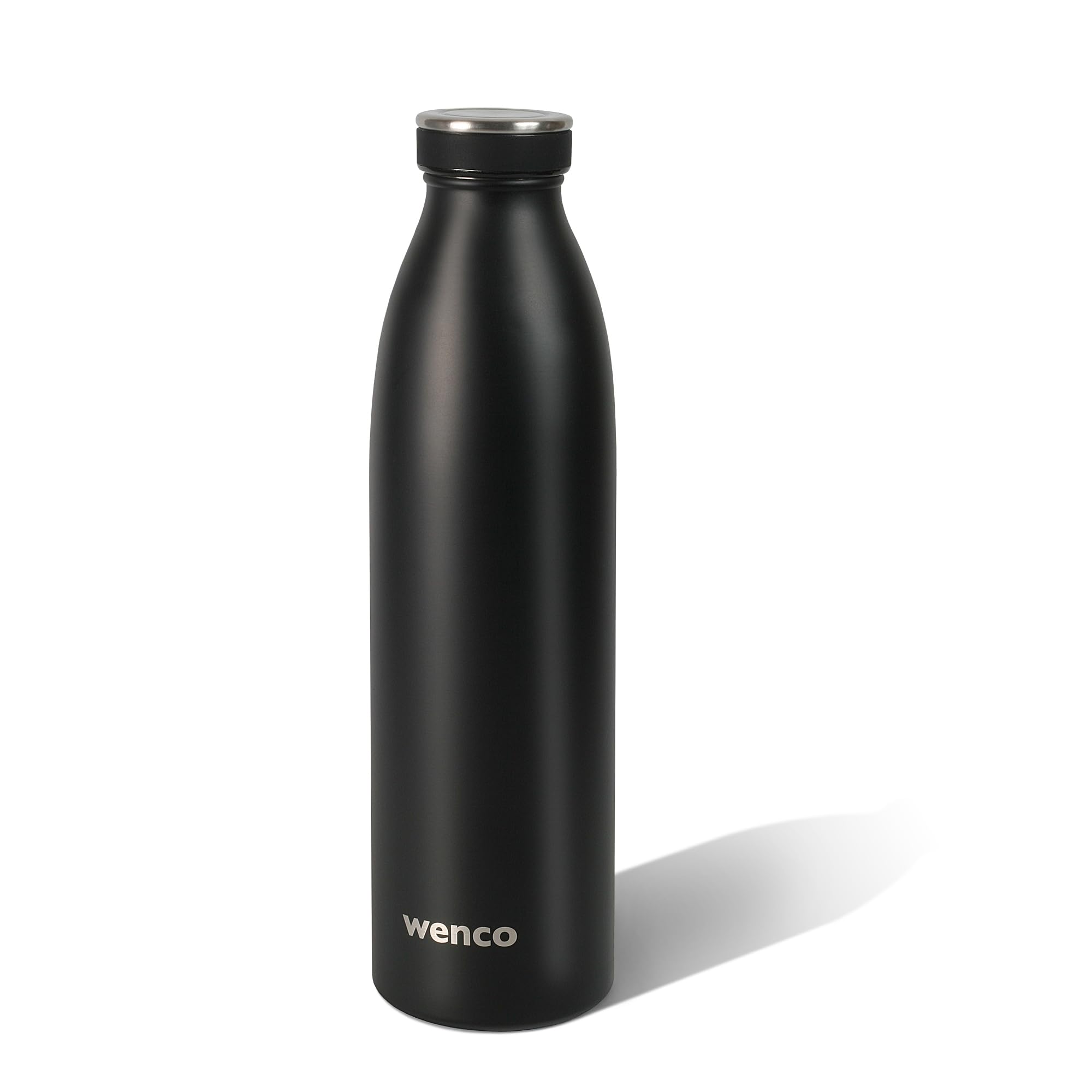 Wenco Black Stainless Steel Water Bottle 0.75 L / 750 Ml Insulated And Leak-Proof For Cold And Hot Drinks Can Also Be Used As Thermos Flask Bpa Free