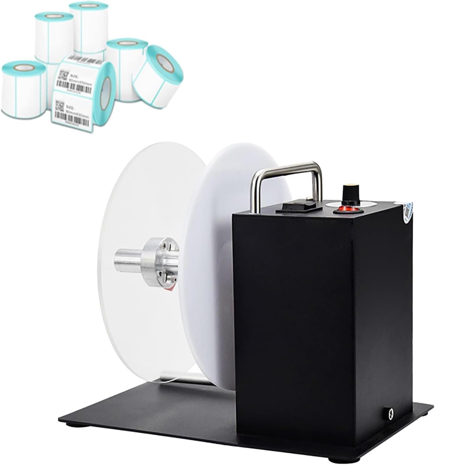Adtzpc Portable Sticker Rewinder, Automatic Label Rewinder Machine, Max Diameter 200mm, Rewind Width 120mm, Synchronizes with Printer and Adjustable Speed, Support Forward and Reverse for Office