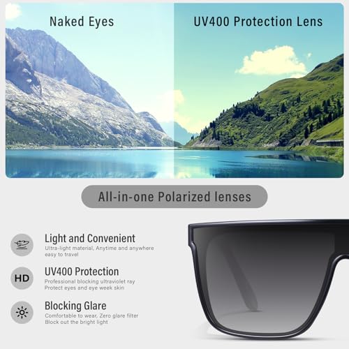 KUGUAOK Vintage Oversized Square Sunglasses for Women Big Large Frame Shades Goggle Siamese Lens UV Protection Sun Glasses4