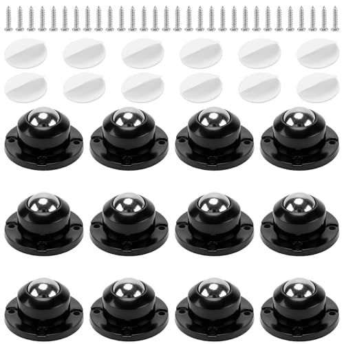 Roulettes pivotantes autocollantes 25mm mini roue noire 360 degrés pour bac plastique et meuble