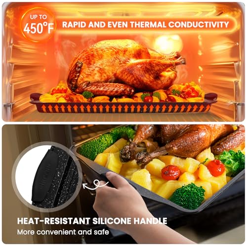 Image of Kikcoin 22 PCS Nonstick Baking Pans Set, Stackable Bakeware Sets with Silicone Handles, 450F Oven Safe Baking Sheet set, Easy Release Cookie Sheets for Baking, Black