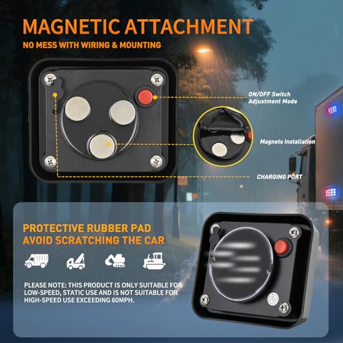 Image of Nilight 12LED Magnetic Wireless Trailer Lights 2PCS Red and Blue