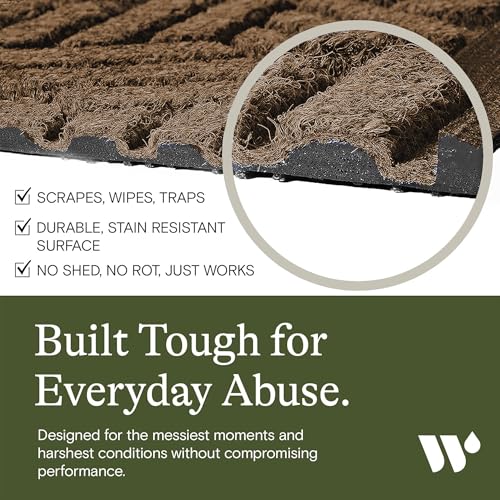 Image of WaterHog Max Diamonds Front Door Mat Indoor Outdoor Entrance, All-Weather Heavy Duty Commercial Doormat with Non-Slip Rubber Backing, Dirt & Moisture Trapper, Low Profile, Made in USA, 45 inchx70 inch Khaki