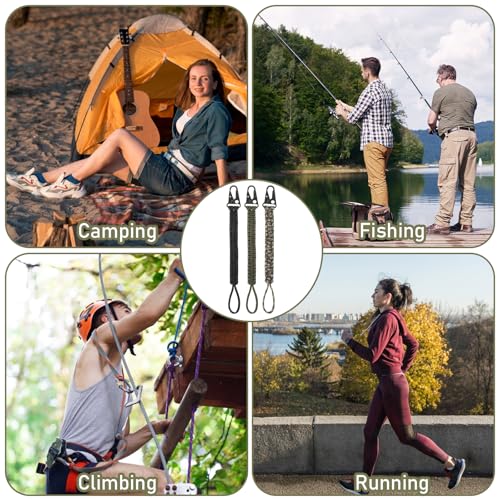 Qianyu 3 peças de chaveiro paracord de tecido com mosquetão clipe de cordão trançado resistente, ace