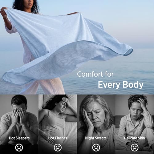 Image of Bedsure Light Blue Cooling Blanket King Size for Hot Sleepers - Summer Cold Blanket for King Size Bed with Rayon Derived from Bamboo, Ice Cool Cold Arc-Chill Thin Summer Bedding Essentials, 108x90