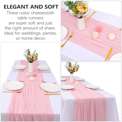 RestfulGlow 6 Pack Pink Cheesecloth Table Runner 10FT Boho Gauze Fabric Cheese Cloth Table Runner 35 x 120 Inch Rustic Sheer Fabric for Summer Wedding Decor Baby Shower Party Holiday by RestfulGlow - Used condition - Image 5