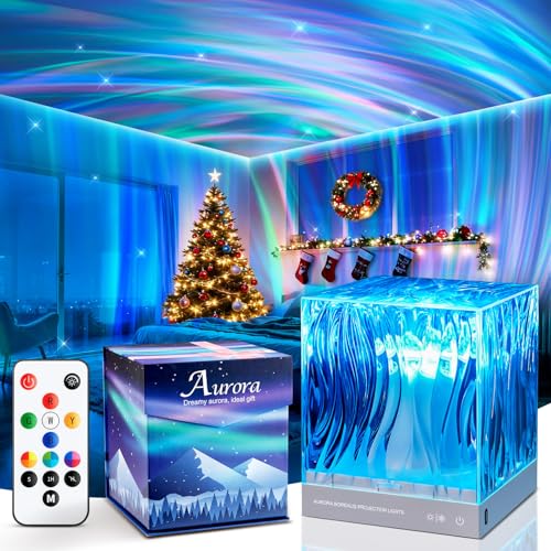 Lampada Aurora Boreale, 18colori Proiettore Stelle Soffitto, Dimmerabile/Temporizzato Lampada Proiettore Soffitto, Telecomando Luce Notturna Bambini, Led Decorazioni Camera da Letto Proiettore Bambini