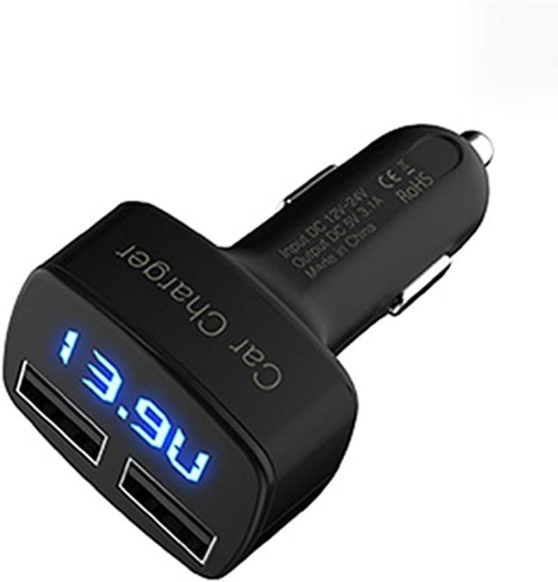 BOOMBOOST 4 In 1 Dual USB Car Charger DC 5V 3.1A Dual Port Car Cigarette Charger with LED Voltage Meter, 12V 24V Fast Charging, Compatible with IOS/Android/all smartphone, iPad, Tablets