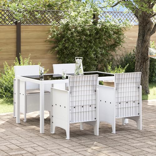 Gecheer Lot de 4 chaises de jardin en rotin synthétique blanches avec coussins