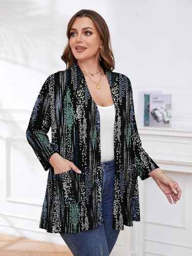 Image of BELAROI Plus Size Lightweight Cardigan Sweaters for Women Casual Open Front 3 /4 Sleeve Cover Up
