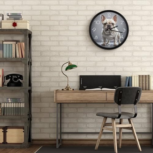 Horloge murale bouledogue français analogique et ronde pour la maison - 7