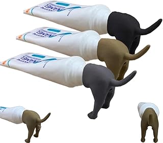 Pooping Dog Butt Toothpaste Topper, Pooping Dog Butt, Funny Toothpaste Dispenser, Toothpaste Squeezer Topper Prank Gift, Pooping Toothpaste Cap for Bathroom Accessories (3pcs)