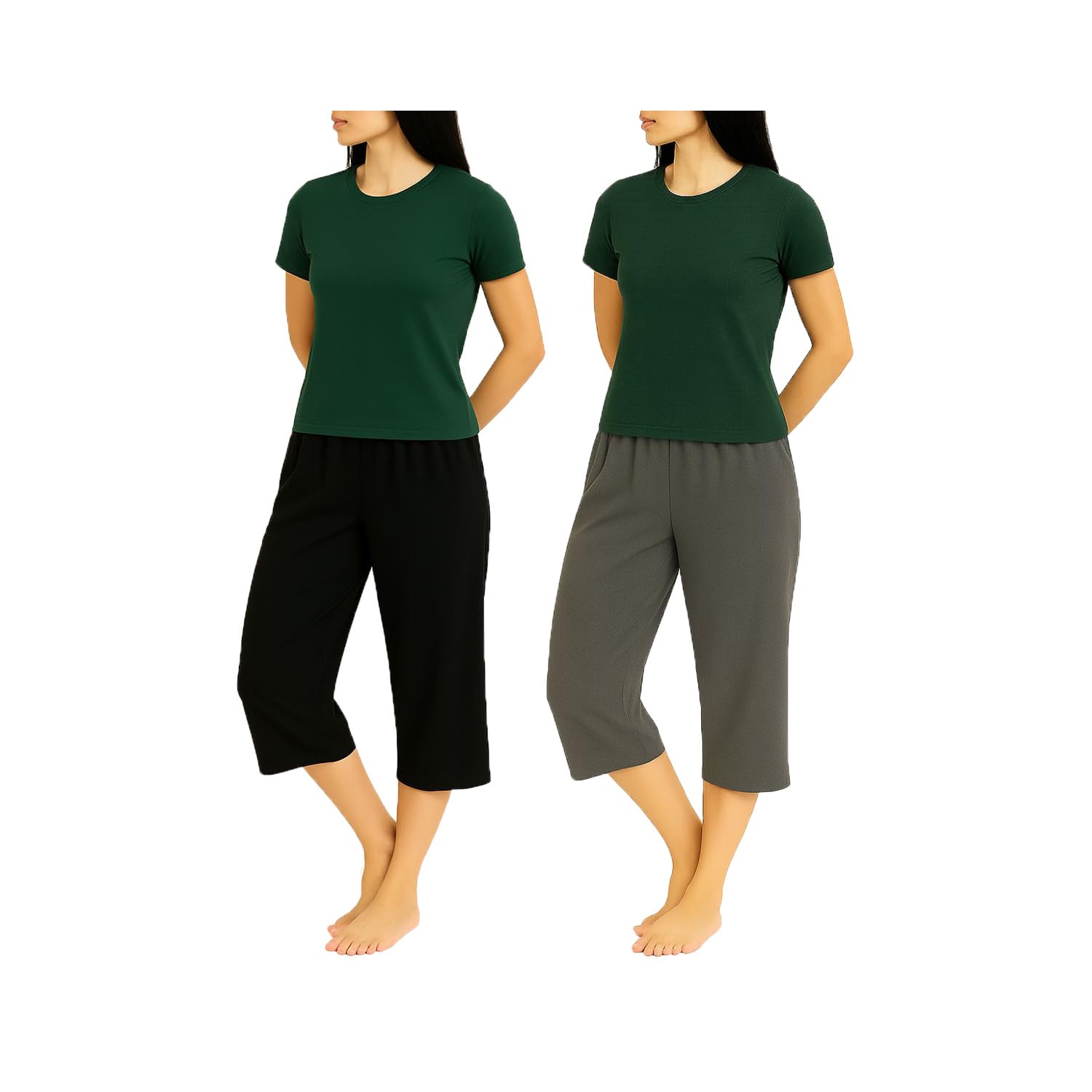 brand flex Women's Cotton Plain Loosefit Capri For Girls 3Pack (BGM)-picture-24
