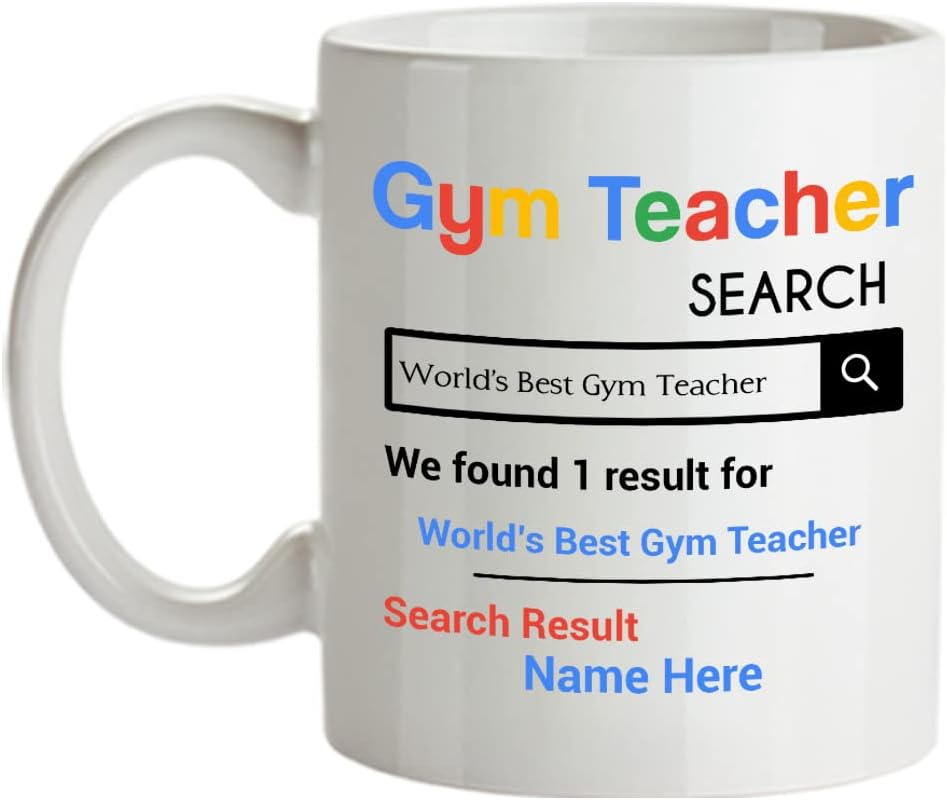 SpreadPassion Personalized Gym Teacher Mug - Personalized Gym Teacher Gifts - 15oz Coffee Mug - Customized with your Favorite Gym Teacher Name