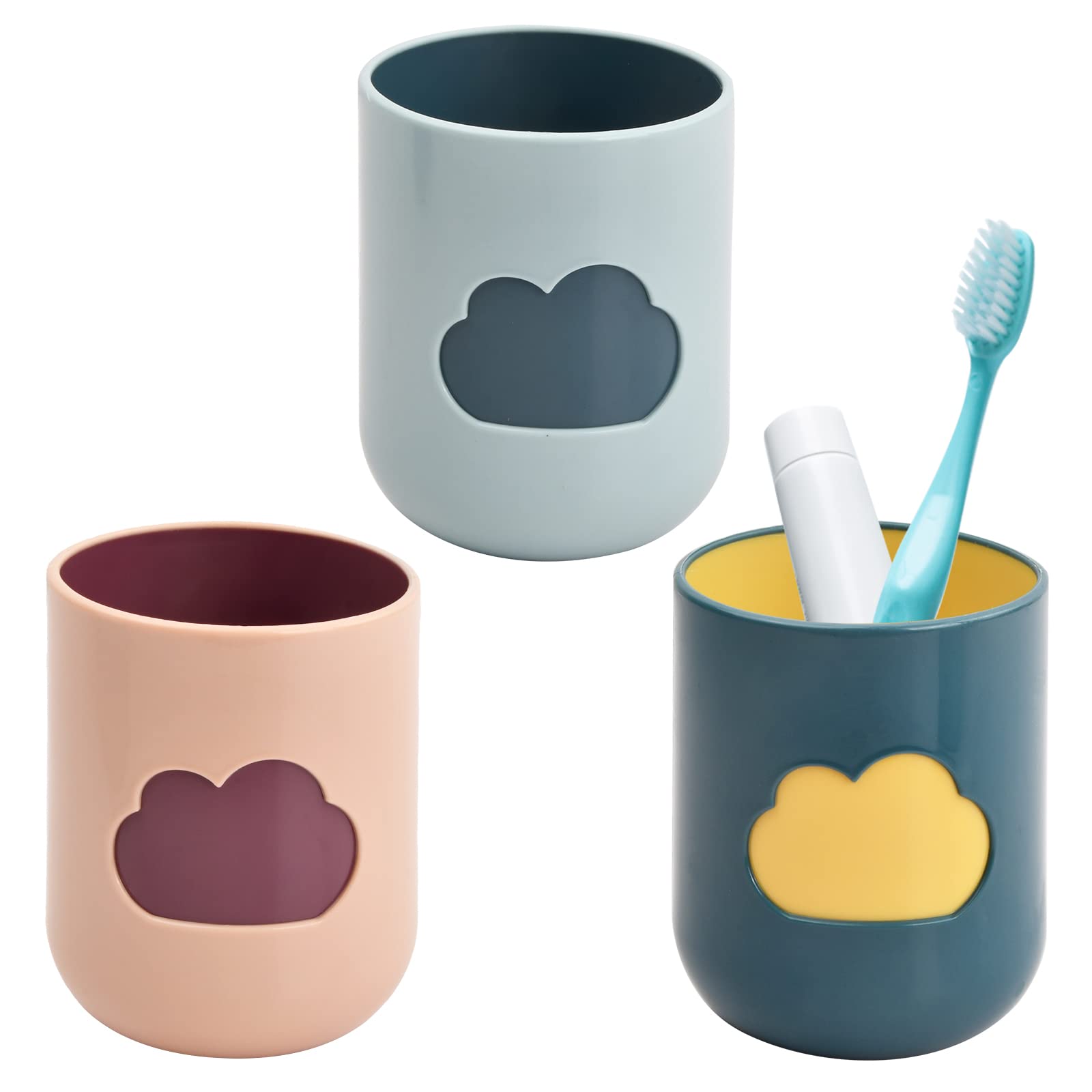 Set Da 3 Portaspazzolini Da Viaggio Portatili - Contenitori Per Spazzolino E Tazza In Plastica PP, Antiscivolo E Antipolvere (Verde, Rosa, Grigio)