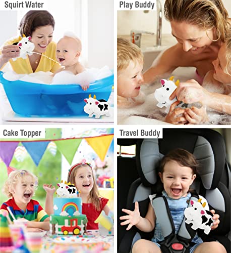 Dollibu Cow Bath Buddy Squirter - Floating White Cow Rubber Bath Toy, Fun Water Squirting Bathtime Play For Toddlers, Cute Farm & Barn Animal Toy For The Bathtub, Beach, & Pool For Girls & Boys #TOP2