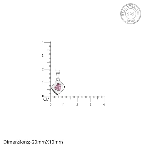 GIVA 925 Sterling Silver Cherry Pink Heart Cube Pendant with Link Chain | Gifts for Girlfriend, Gifts for Women and Girls |With Certificate of Authenticity and 925 Stamp | 6 Month Warranty*