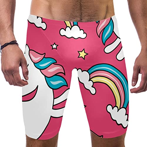 Swim jammers de hombre en rosa unicornio para entrenamiento largo y competición