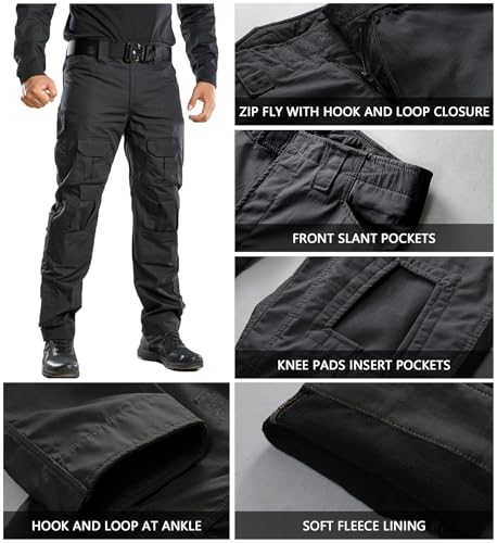 Men's Fleece Lined Tactical Pants Thermal Camo Cargo Pants Winter Waterproof Hiking Pants Insulated Work Pants3
