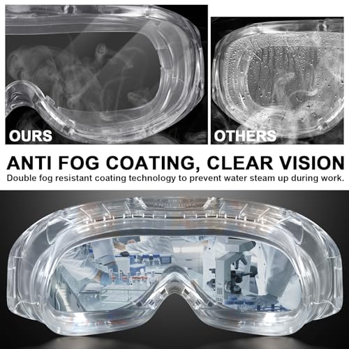 OXG 6 Pack Protective Safety Goggles Anti-Fog, Adjustable Chemical Splash Eye Protection Science Lab Goggles for Women Men (clear) - Thumbnail 5