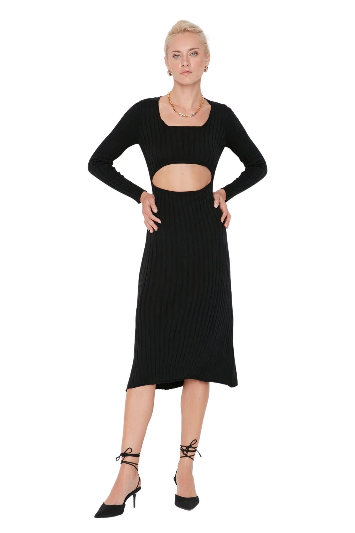 Trendyol Women Midi Bodycone Regular fit Knitwear Dress Black
