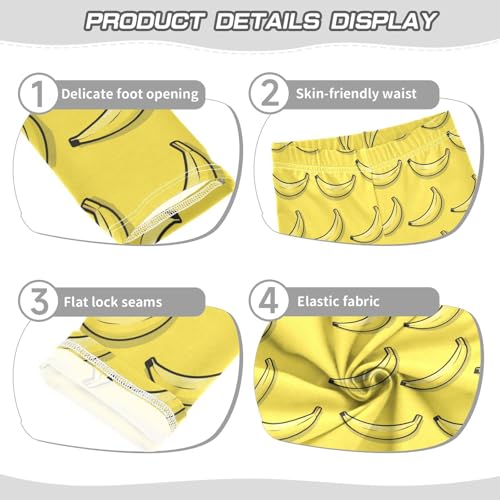 Bananas on The Yellow Pattern Printing Girls Leggings Stretchy Kid Pants Tights Trousers3