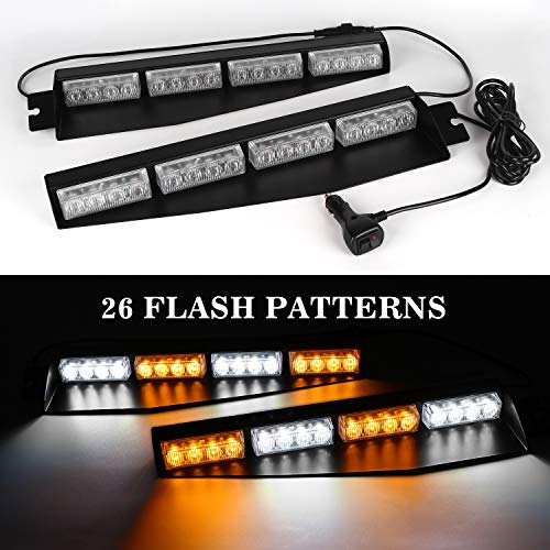 image for ASPL 32LED Visor Lights 26 Flash Patterns Windshield Emergency Hazard 