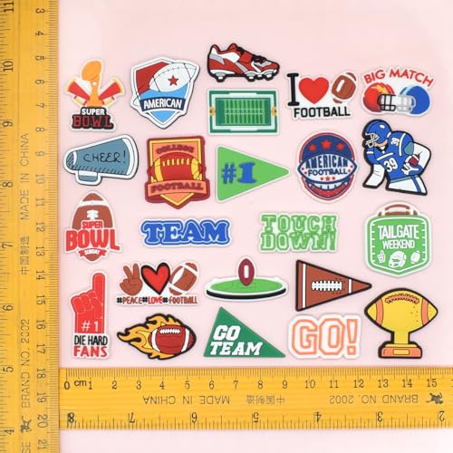 HCTGATH Sports Shoe Charms, Baseball Soccer Football Basketball Volleyball Softball Hockey Shoe Decoration Charms, Cute Clog Accessories Charms for Sports Fans (Football) - Thumbnail 3