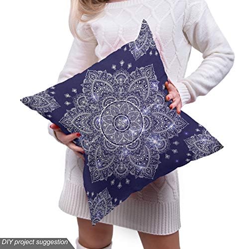 Ambesonne Ethnic Fabric by The Yard, Floral Ornament Round Mandala Paisley Inspired Retro Style, Decorative Fabric for Upholstery and Home Accents, 3 Yards, Blue Indigo — view 4