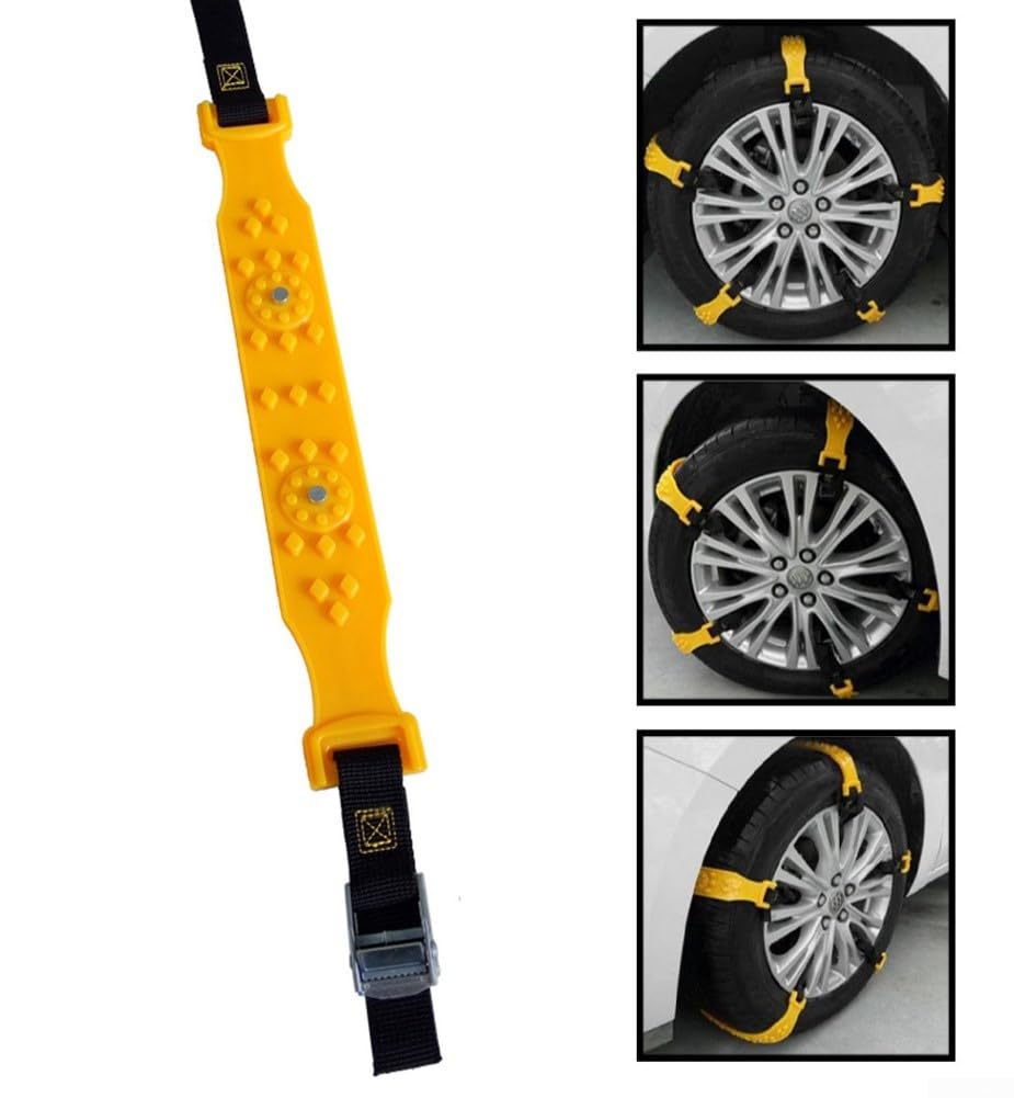 Cadenas de nieve para coche, 10 cadenas de seguridad para neumáticos de coche, antideslizantes, para aliviar la nieve y el barro