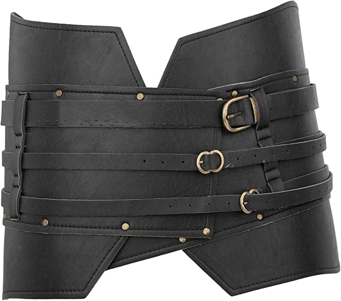 Medieval Vintage Wide Belt Steampunk Sash Cosplay Costume Fancy Props Corset | Darkness Corset Belts for Women/Men Tied Waspie Waist Belt