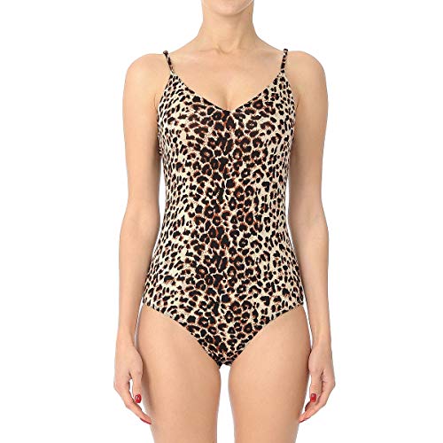 doublefive???? Womens Sexy Leopard Bodysuit Spaghetti Strap Bodycon Tops Basic Bodysuit Jumpsuit (Medium Brown)