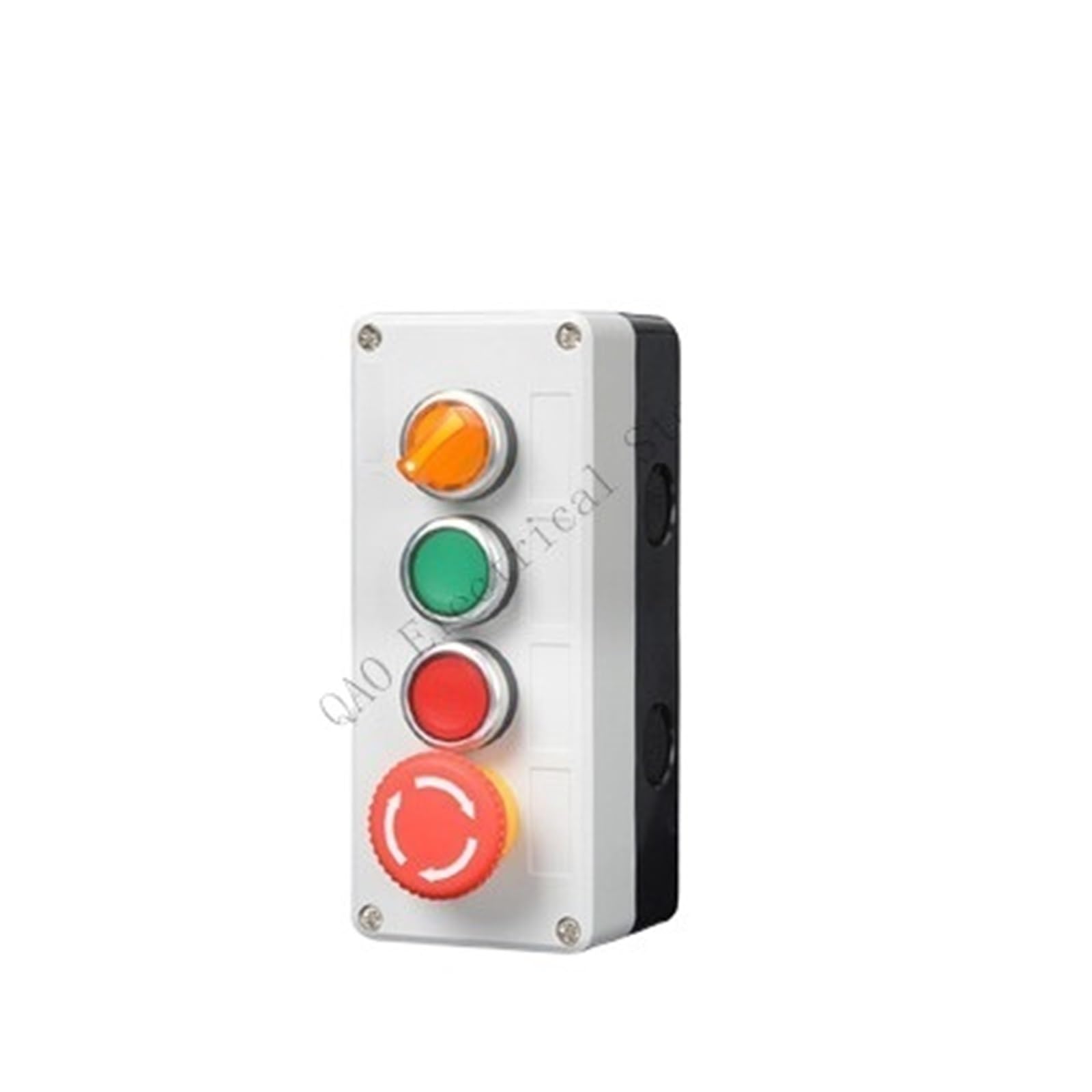 Caja de control de interruptor de botón, 1 Uds., con luz, botón de parada de emergencia, reinicio automático, 220V, autobloqueo, 24V, interruptor industrial resistente al agua(4-03)