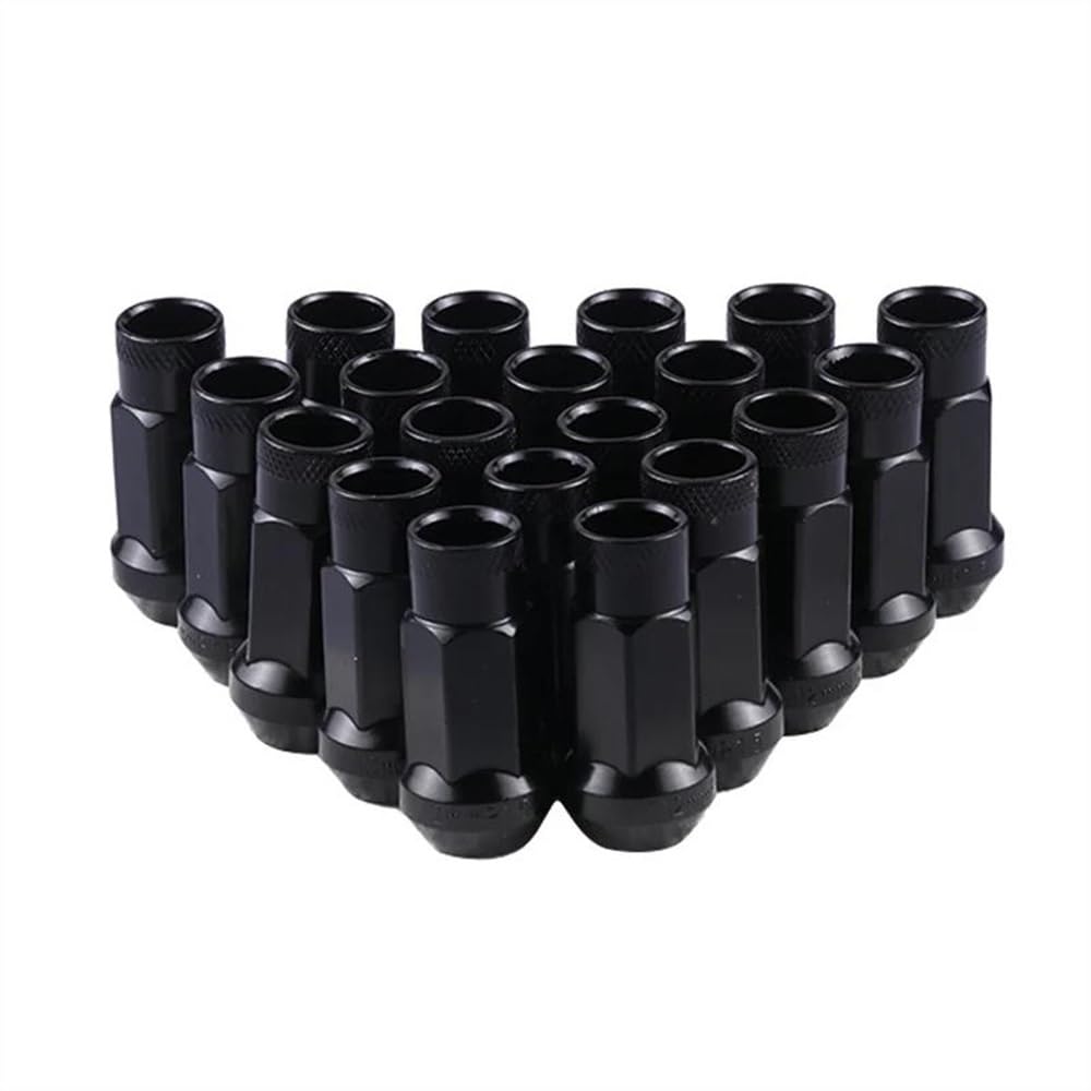 Boulon Vis Écrou Compatible avec Mazda Écrous De Roue en Acier Les Écrous De Roue, Les Boulons De Roue M12x1,5 M12x1,25, 20 Pièces(Black,M12x1.25v)