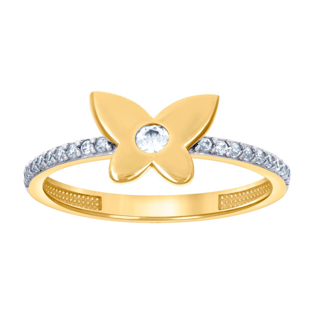 Bague ailes d'ange or bicolore 14K et diamants de synthèse