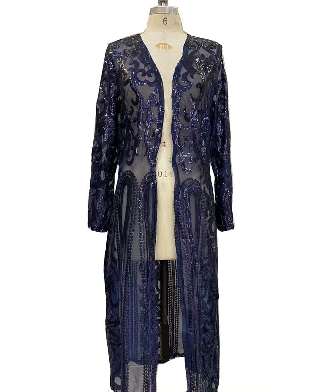 Image of Sequin Cardigans Duster Sparkly Blazer Jackets Long for Women Evening