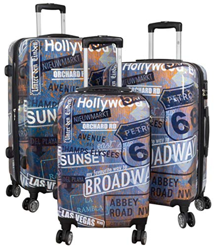 Preisvergleich Produktbild Kofferset Gepäckset Polycarbonat ABS Hartschalen Koffer 3tlg. Set Trolley Reisekoffer Reisetrolley Handgepäck Boardcase PM (Broadway)