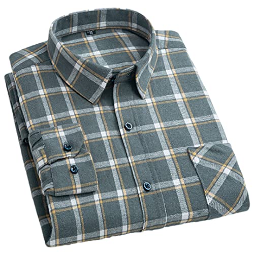 Chemise en coton brossé Pohullan coupe ajustée chaude pour l'automne
