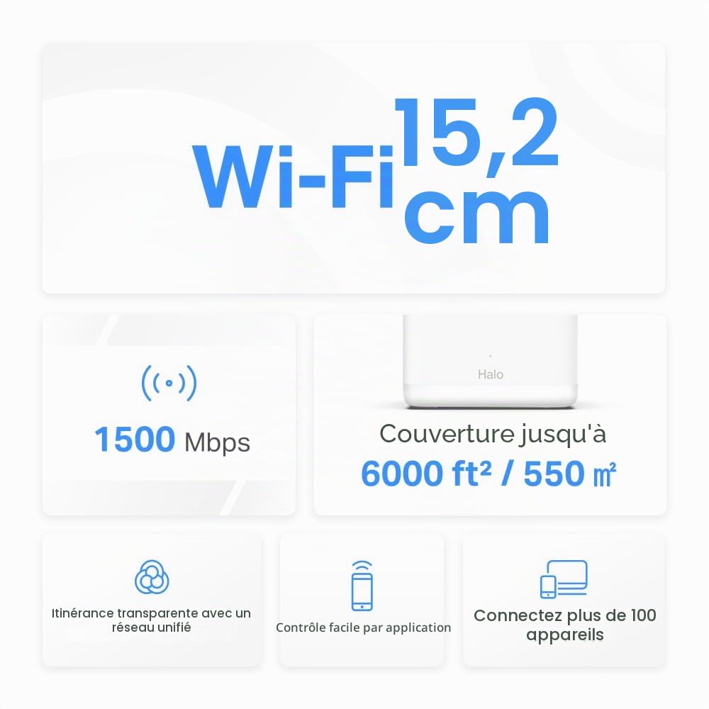 MERCUSYS Halo H60X Pack de 2 AX1500 Wi-FI 6 WiFi Mesh