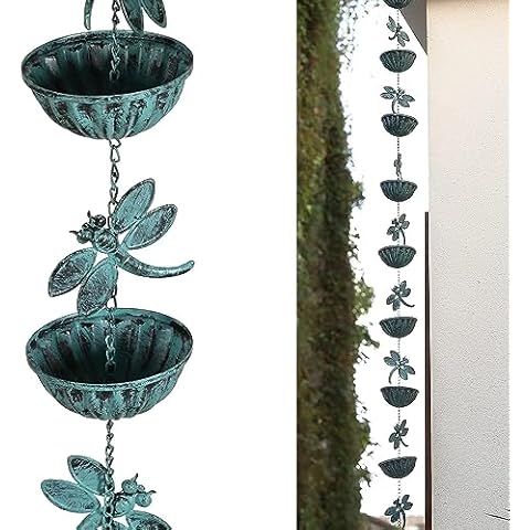 Retrome Iron Dragonfly Rain Chain Cover