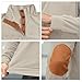 UNQPJUS Men's Fashion Corduroy Sweatshirt Long Sleeve Button-Down Shirt Stand Collar Pullover Sweater Beige