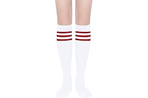 Knee High Red Striped Socks for Women